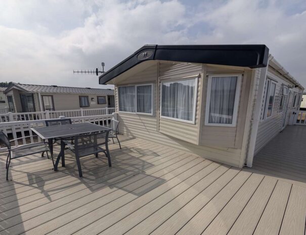 Carnaby caravan with outdoor deck for sale at Beach View.