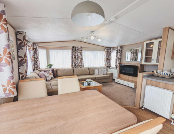 Carnaby caravan with openplan living - dining area.